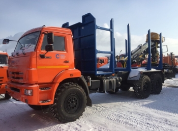 Сортиментовоз КАМАЗ 43118 (6х6) с гидроманипулятором ОМТЛ-97 (ВЕЛМАШ) на заднем свесе